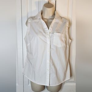 White Stag Vintage Tank Top White Collar Poly Cotton Blend Size Small 4 6